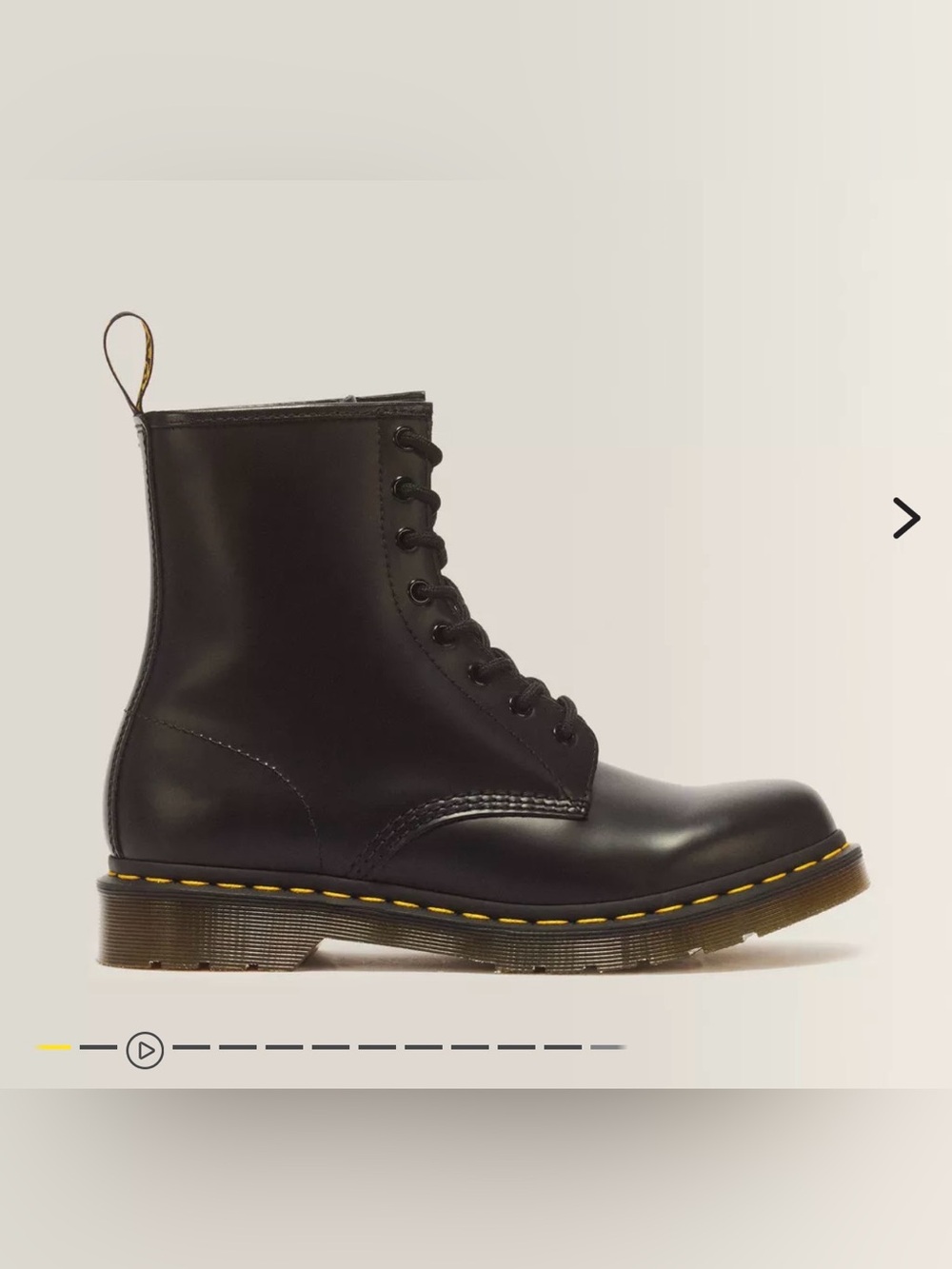 Dr. Martens Black Leather Lace-Up Boots with Yellow Stitching 9
